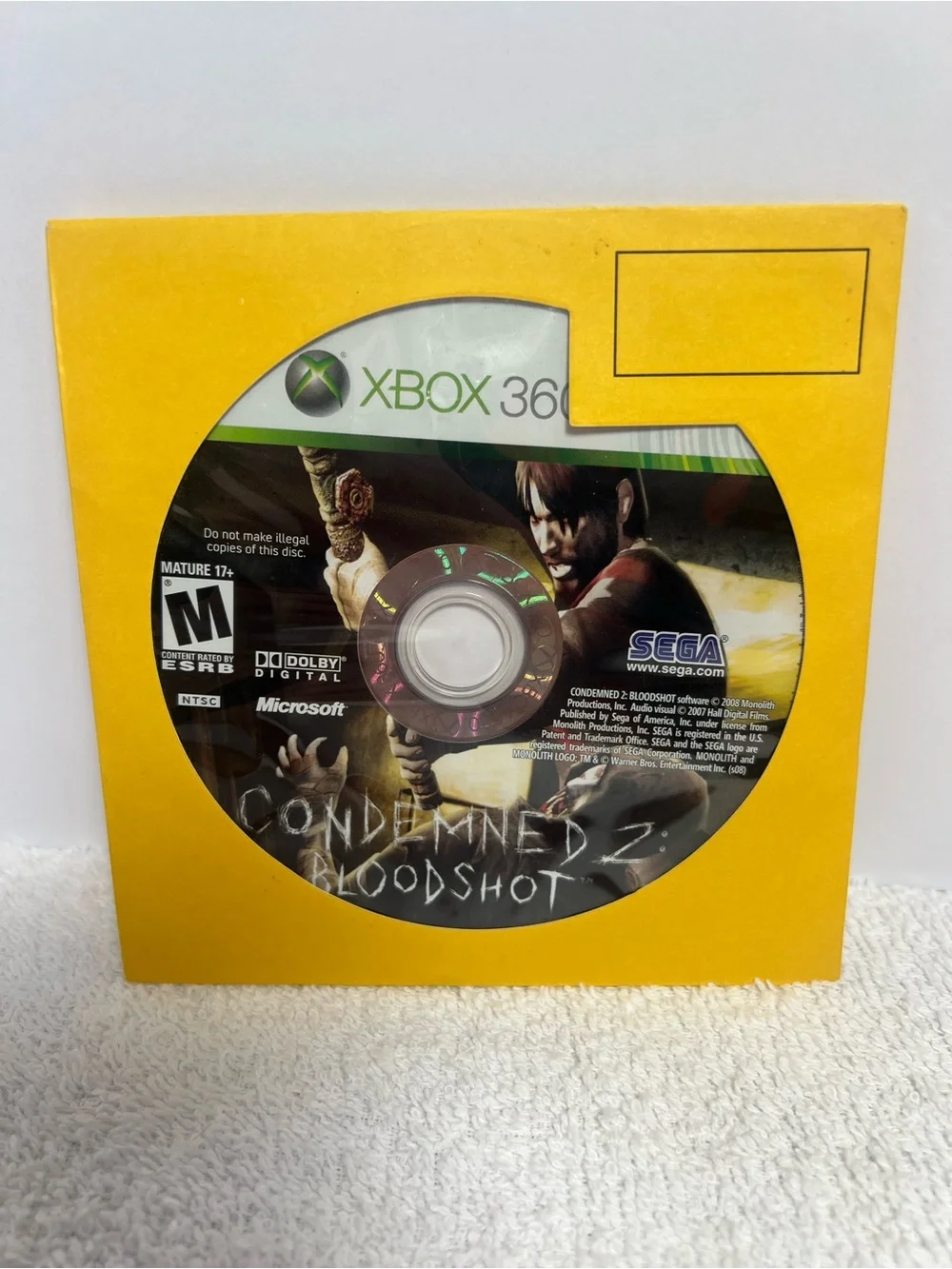 Condemned 2: Bloodshot Microsoft Xbox 360 2008 Game Disc Only